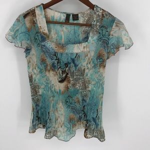 Serenade multi-colored squared neck blouse